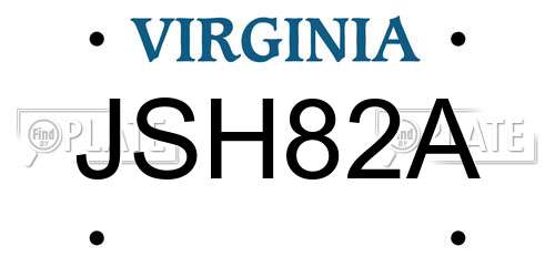 JSH82A Virginia License Plate