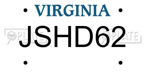 JSHD62 Virginia License Plate