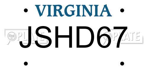 JSHD67 Virginia License Plate