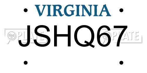 JSHQ67 Virginia License Plate