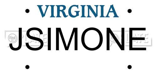 JSIMONE Virginia License Plate