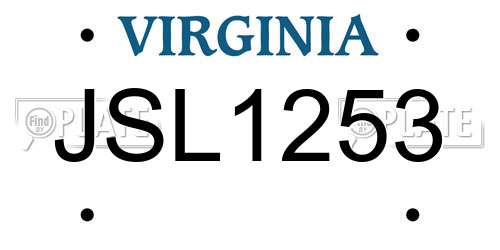 JSL1253 Virginia License Plate