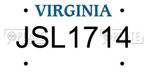 JSL1714 Virginia License Plate
