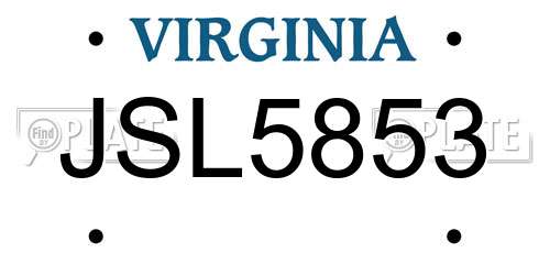 JSL5853 Virginia License Plate