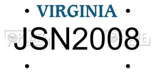 JSN2008 Virginia License Plate