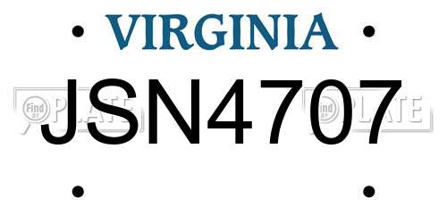 JSN4707 Virginia License Plate