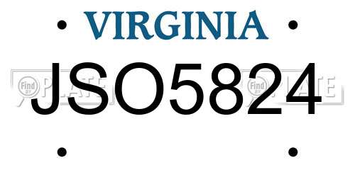 JSO5824 Virginia License Plate