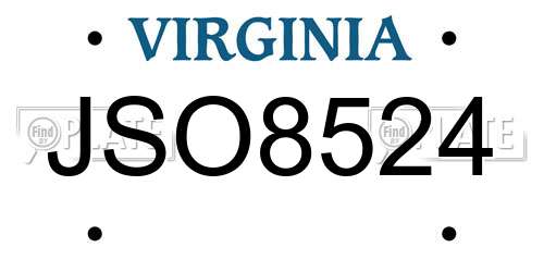 JSO8524 Virginia License Plate