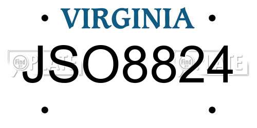 JSO8824 Virginia License Plate