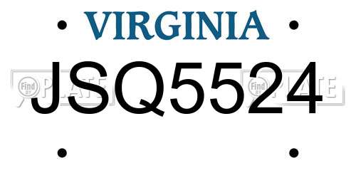 JSQ5524 Virginia License Plate