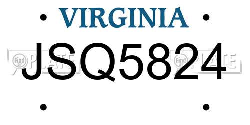JSQ5824 Virginia License Plate