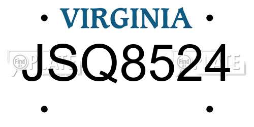 JSQ8524 Virginia License Plate