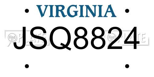 JSQ8824 Virginia License Plate