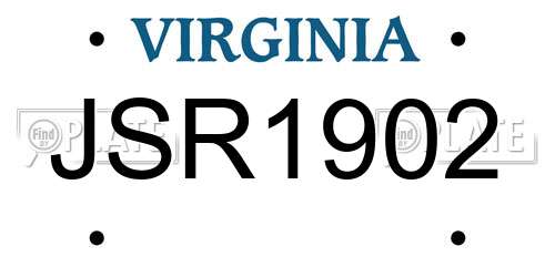 JSR1902 Virginia License Plate