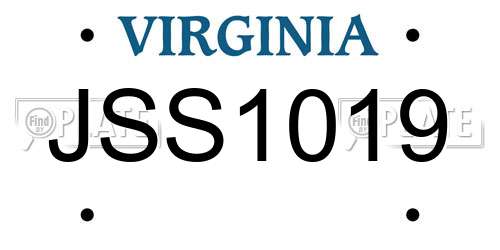 JSS1019 Virginia License Plate