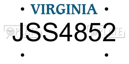 JSS4852 Virginia License Plate