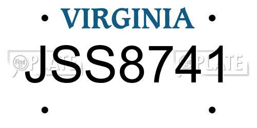JSS8741 Virginia License Plate
