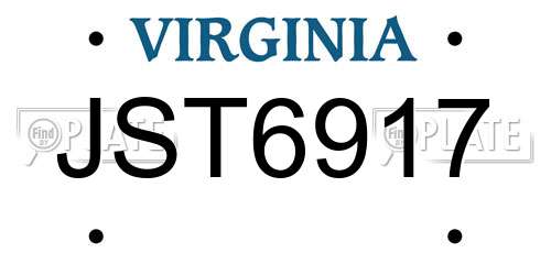 JST6917 Virginia License Plate