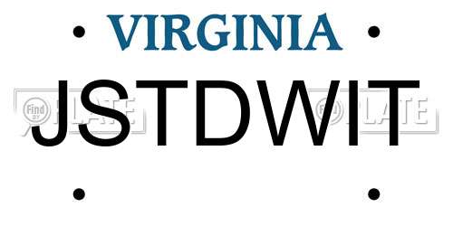 JSTDWIT Virginia License Plate
