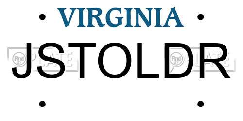 JSTOLDR Virginia License Plate