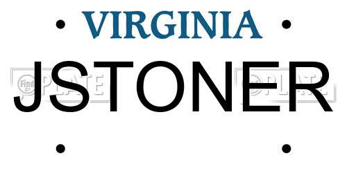 JSTONER Virginia License Plate