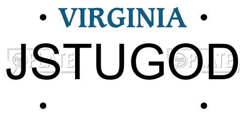 JSTUGOD Virginia License Plate