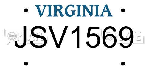 JSV1569 Virginia License Plate