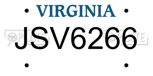 JSV6266 Virginia License Plate