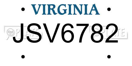 JSV6782 Virginia License Plate