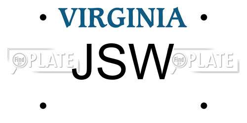 JSW Virginia License Plate