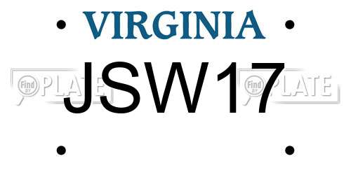 JSW17 Virginia License Plate
