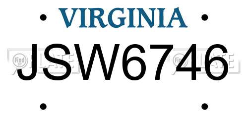 JSW6746 Virginia License Plate