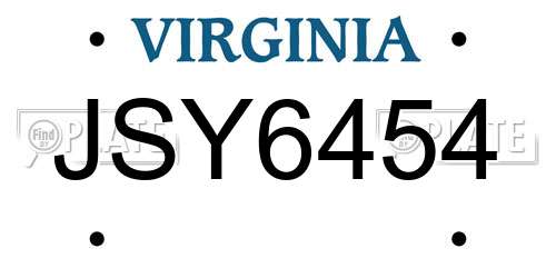 JSY6454 Virginia License Plate
