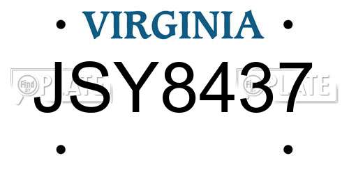 JSY8437 Virginia License Plate