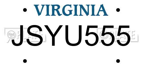 JSYU555 Virginia License Plate