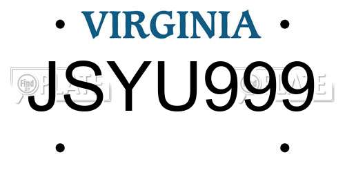 JSYU999 Virginia License Plate