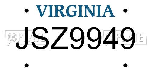 JSZ9949 Virginia License Plate