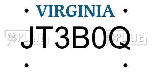 JT3B0Q Virginia License Plate