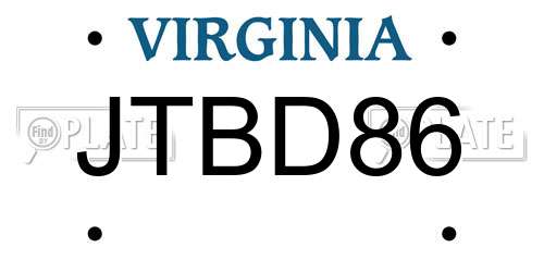 JTBD86 Virginia License Plate