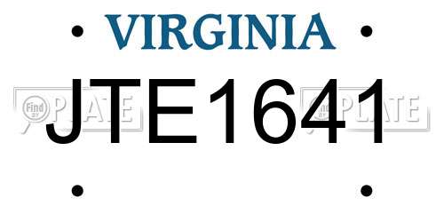 JTE1641 Virginia License Plate