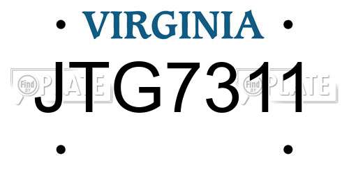 JTG7311 Virginia License Plate