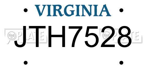 JTH7528 Virginia License Plate