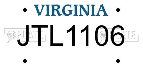 JTL1106 Virginia License Plate