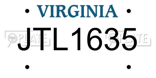 JTL1635 Virginia License Plate