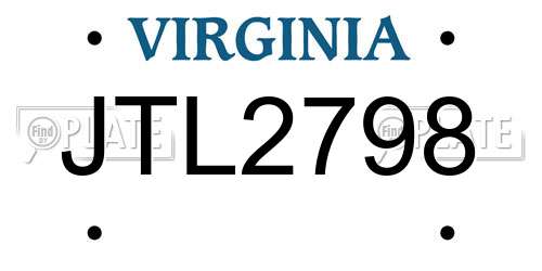 JTL2798 Virginia License Plate
