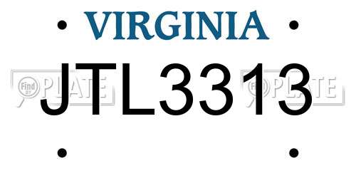 JTL3313 Virginia License Plate