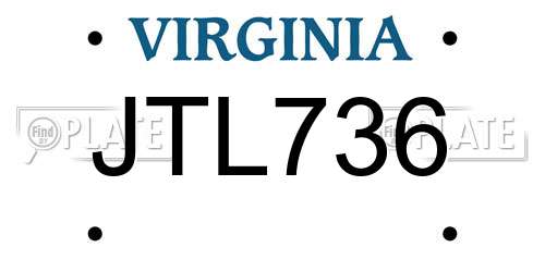 JTL736 Virginia License Plate