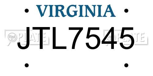 JTL7545 Virginia License Plate