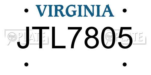 JTL7805 Virginia License Plate