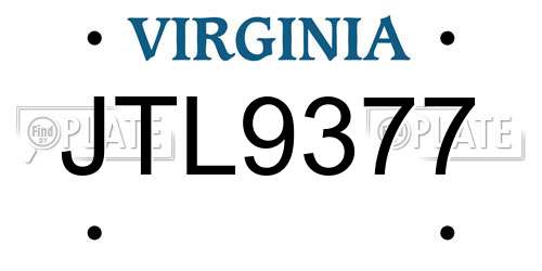 JTL9377 Virginia License Plate